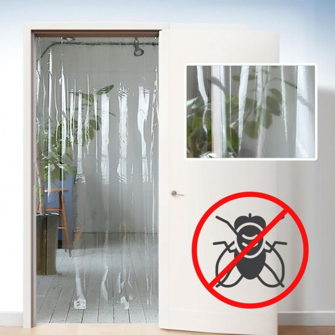 클리어 문어발 비닐커튼 PVC 파리문발 업소용 출입문발 비닐커텐 여름문발 해충차단, 그린플라워