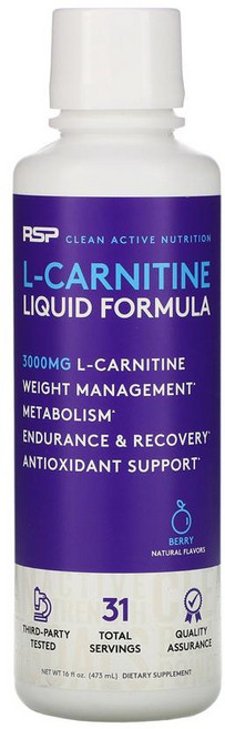 RSP Nutrition 뉴트리션 L카르니틴 3000mg 473ml 엘카르니틴 베리 판토텐산 아미노산 고약사 약들약, 1개