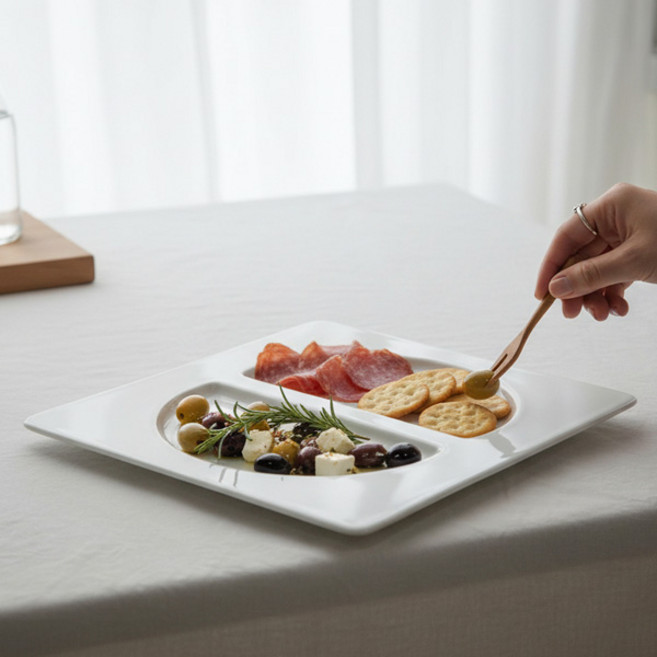 라크(RAK) 포셀린 호텔웨어 반달 스퀘어 플레이트 30cm 1P, 1개, 화이트