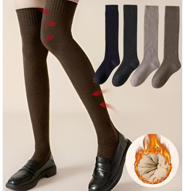 픽고 여성 베이직 고급 니삭스 무릎 양말 4종 세트