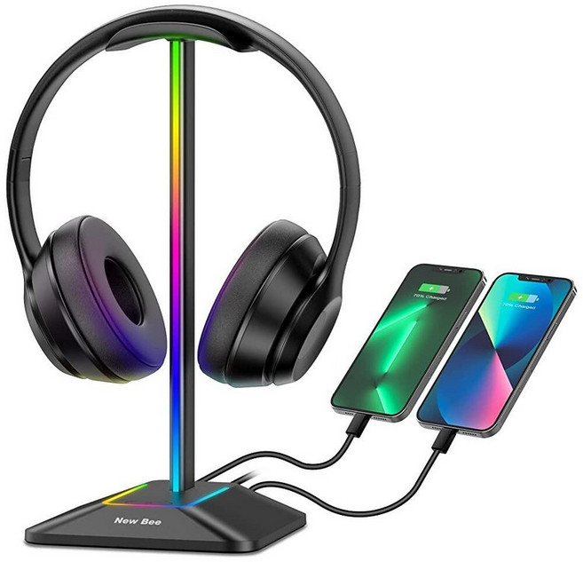 New Bee RGB 게이밍 헤드셋 스탠드, 블랙, Z8(블랙)