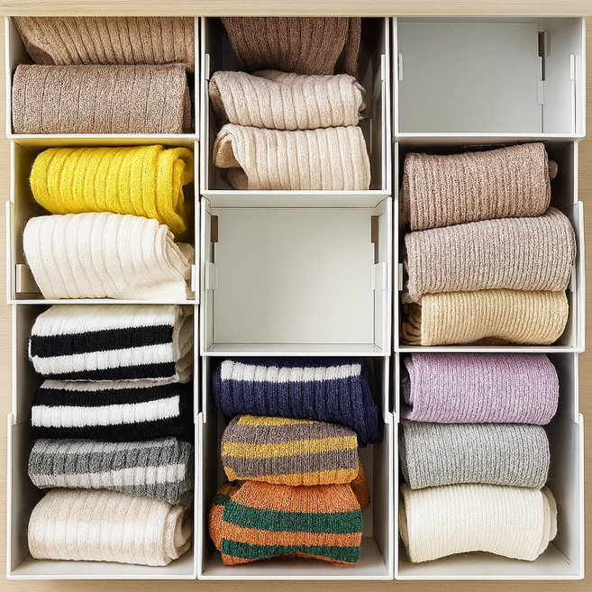 코랄나인 엠오거나이저 길이조절 수납 정리함 (4세트), 화이트