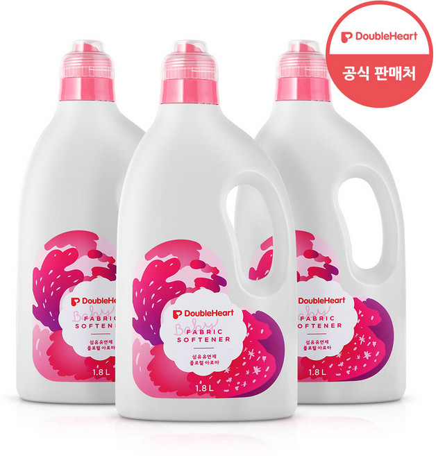 더블하트 유아용 섬유유연제 플로럴아로마(용기), 1.8L, 3개