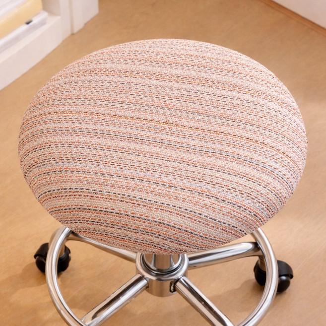 윈디엘 원형 스툴 의자커버 좌판 덮개 화장대 리폼 천갈이, 1개, 레드