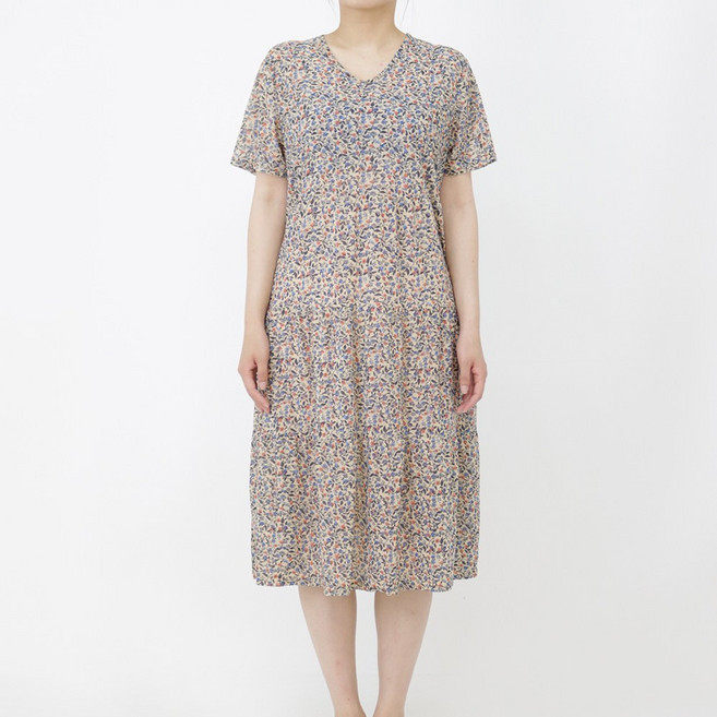 시원한 쿨링 냉감 꽃무늬 냉장고원피스 반팔파자마 여름 여성원피스잠옷 홈웨어 50대 60대