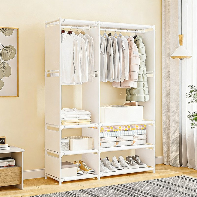 간이옷장 튼튼한조립식옷장 옷걸이행거 비키니옷장, 화이트