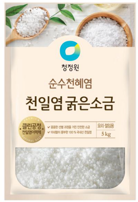 청정원 신안섬)보배 천일염 굵은소금 5kg (절임용), 1개