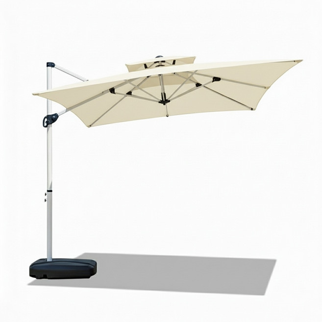 리브포어스 야외 대형 사각 파라솔 카페 테라스 정원 야외용 횡단보도 신호등 크랭크 폴딩, 2.5미터 사각 파라솔_아이보리
