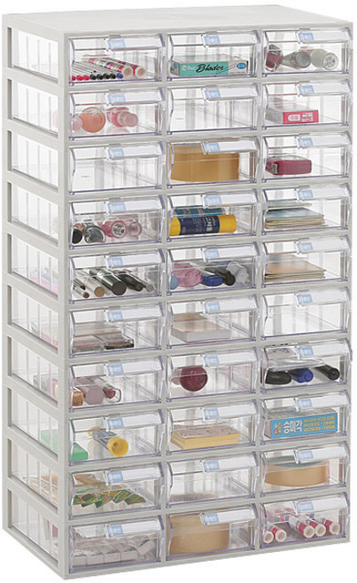 [국내생산 완제품] 모아이샵 다용도 투명 수납함 30칸 중형