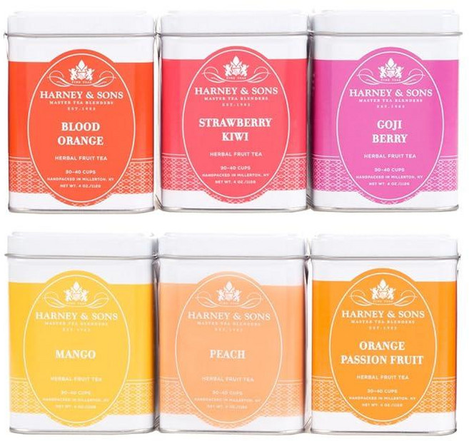 Harney & Sons 과일차 샘플러 여섯 가지 과일 향의 잎차, 6개