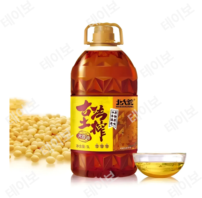 테이보 중국식품 헤이룽장 북대황 곡지 구식압착 비유전자 대두유 구식 콩기름 5000g, 2개, 5L