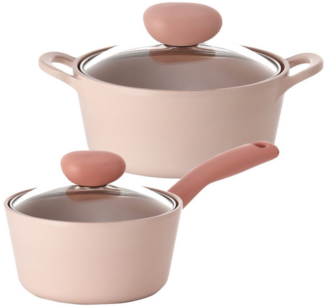 네오플램 레트로 냄비 세트 2개, pure peach(피치), 편수냄비 18cm + 양수냄비 22cm, 1세트
