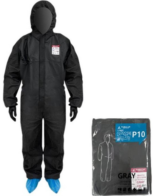 일회용 작업복 원피스 투피스 회색 방진복 방역 방호, 1p