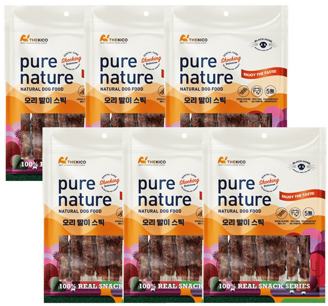 [퓨어네이쳐] 더키코 블랙노즈 강아지 스트레스 치석관리 사사미 치킨 오리 스틱 (대), 6개, 175ml, 오리말이스틱