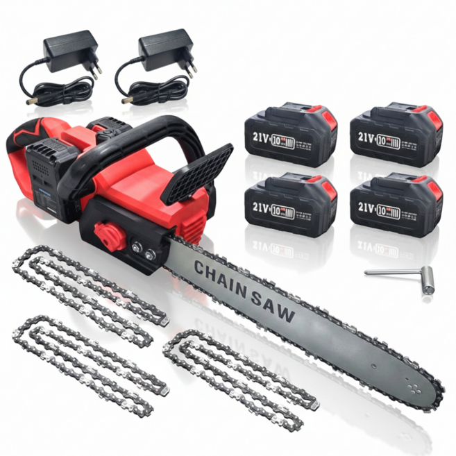 코스툴 40cm 전기톱 체인톱 충전식 무선 4.0AH 배터리 4개, 1개
