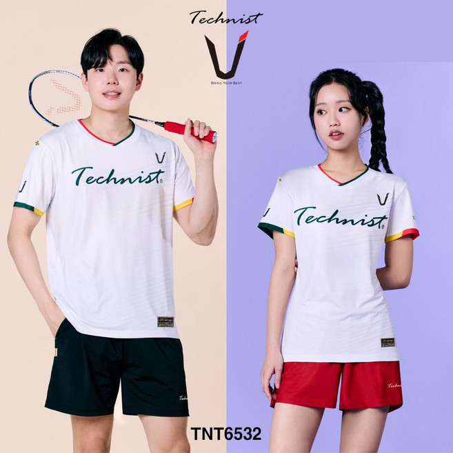 테크니스트 배드민턴 티셔츠 반팔 상의 화이트 TNT6532 남성 여성