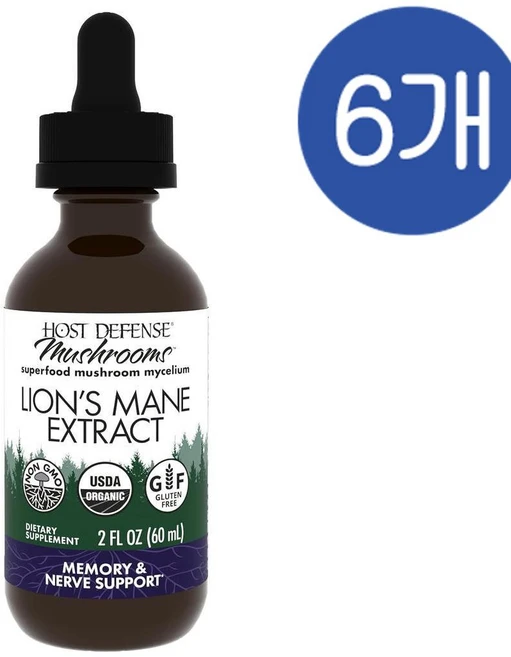 호스트 디펜스 라이온즈메인 노루궁뎅이 리퀴드 액상 Host Defense Lion Mane, 6개 - 쿠팡