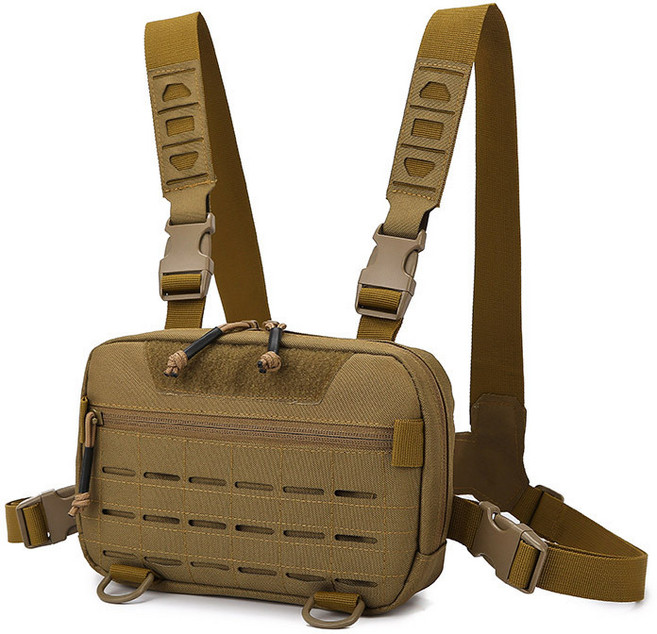 戶外運動戰術胸背包 斜背包 徒步旅行露營 胸包, 棕, 1個