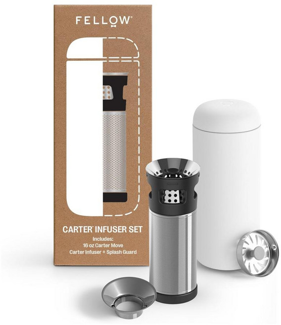 Fellow 펠로우 Carter 티 콜드브루 인퓨저 ＆ 텀블러 세트 차거름망 마테 화이트, 1개, 473ml