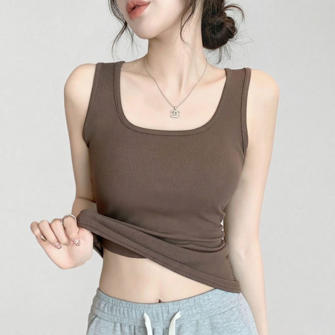 제너럴에이 스퀘어넥 골지 나시티 스판 민소매 이너 슬리브리스