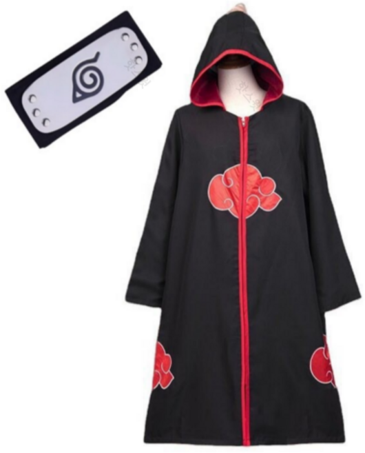 핫스윗 나루토 아카츠키 코스프레 의상 후드 망토+머리밴드