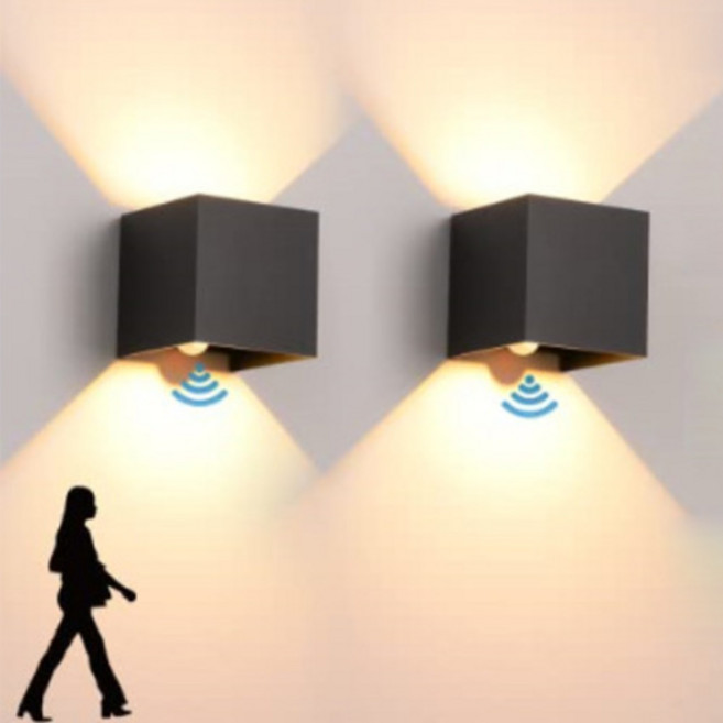 케이시조명 LED 사각 센서 빔 실내 인테리어 USB 충전식 벽등 무드등, 블랙