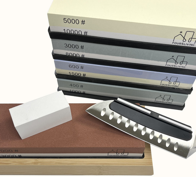 포에스리빙 고급 칼갈이 숫돌 양면 연마석 + 기본 고무패드 세트, 1세트