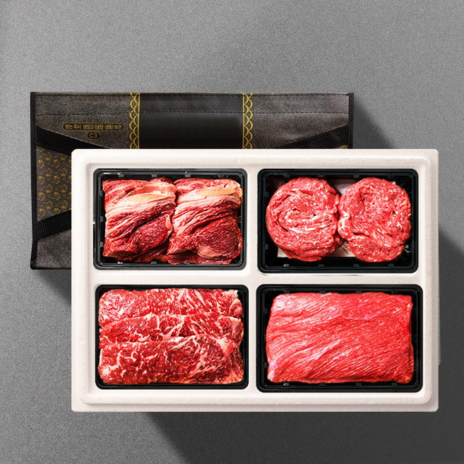 [기품맛담 ] 1+ 숙성한우 특선구이 1.6kg 혼합 선물세트1호(꽃4채4불4국4), 1박스