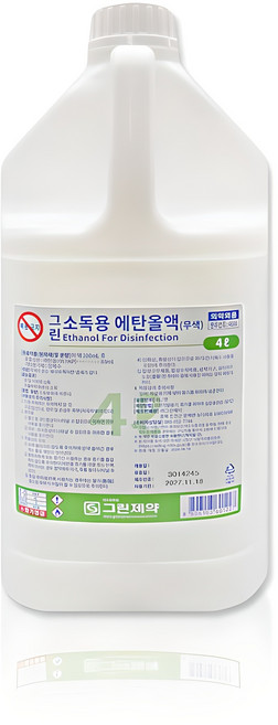 그린제약 그린 소독용에탄올액 대용량 에탄올액, 1개, 4L
