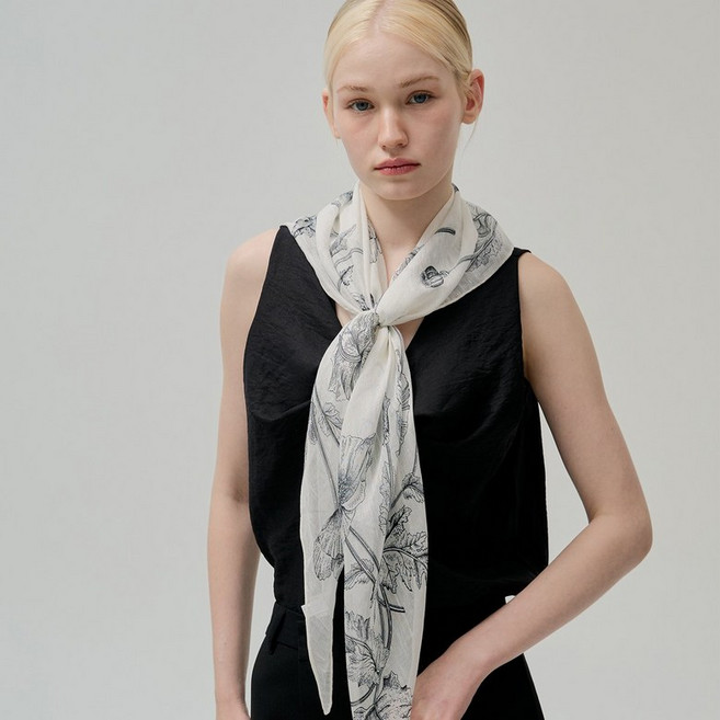 [백화점 정품] 닥스 린넨 혼방 삼각 스카프 SKI026