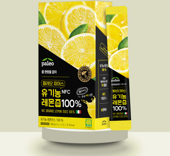 팔레오 유기농 레몬즙 100% NFC 원액 스틱, 14개, 20g