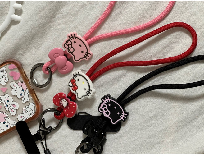 헬로키티 핸드폰 손목 연결 스트랩 열쇠고리 폰줄, 1개, 핑크