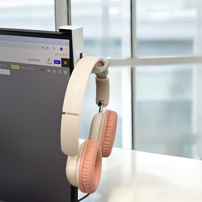 모니터 부착 헤드셋 거치대 화이트, 1개, 상세페이지 참조