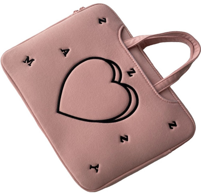 더반디 감성 자수 노트북 가방 전면수납 손잡이, 1개, 하트