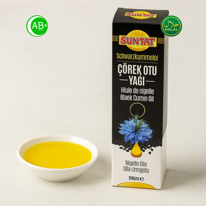 Suntat Black Cumin Oil Natural Nigella Seed Oil 선탓 블랙쿠민오일 천연 냉압착 흑종자오일, 1개, 245ml
