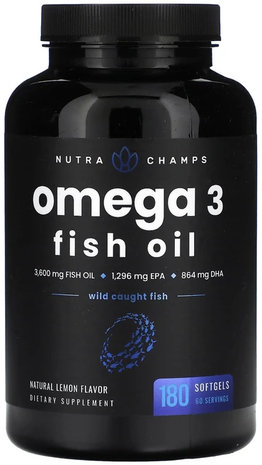 뉴트라챔프 오메가3 피쉬 오일 레몬 1200mg 소프트젤 180정, 상품, 1개 - 쿠팡