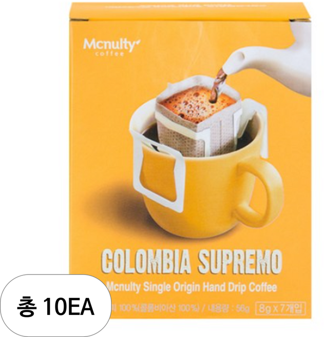 맥널티 콜롬비아 슈프리모 핸드 드립백커피, 8g, 7개입, 10개, 8g
