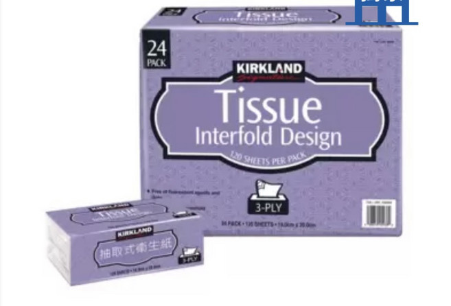 KIRKLAND 抽取式衛生紙 Interfold Design 24入 3層, 24, 120, 14g