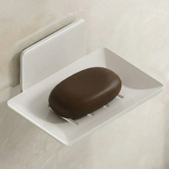 스마트99 무타공 부착식 욕실용 고급 비누 거치대, 화이트, 1개