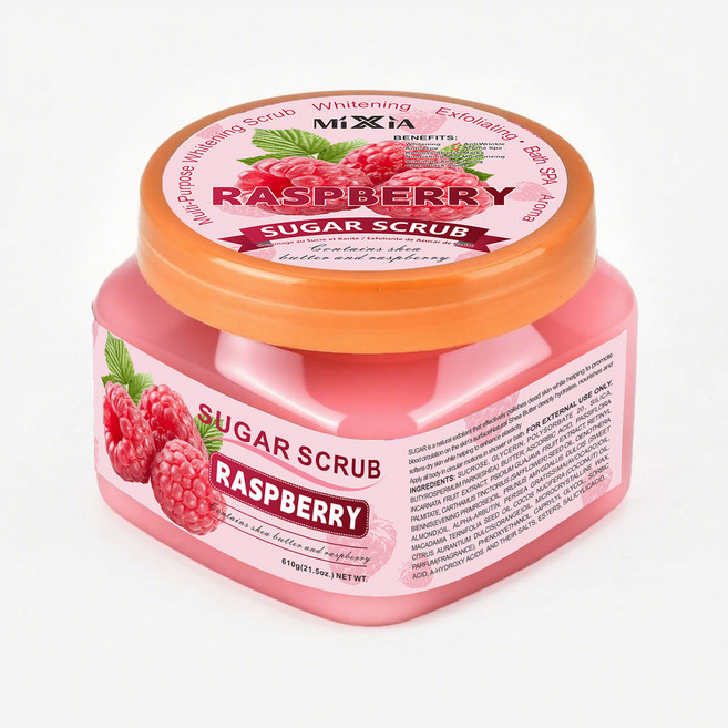 大米磨砂膏 身體去角質 沐浴鹽 磨砂鹽, 1個, 覆盆子【樹莓】