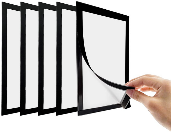 애드라벨 부착형 무타공 자석 게시판 꽂이판 알림판 안내판 5개 묶음