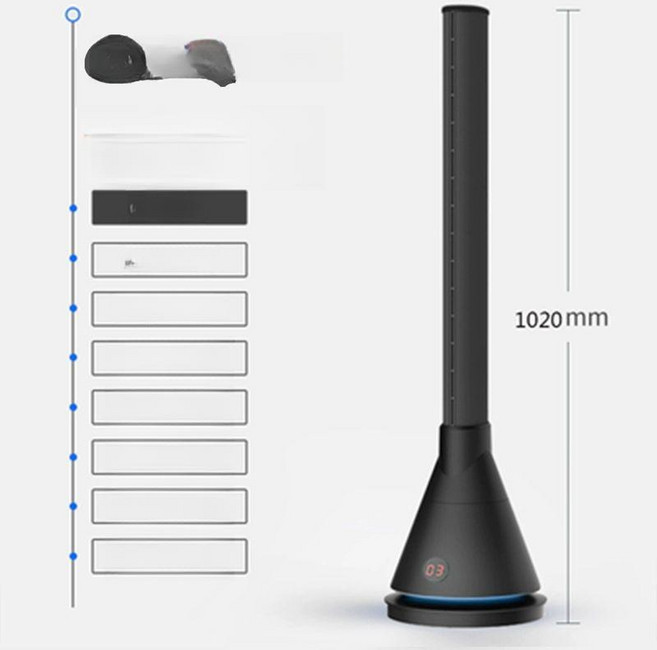 무엽 타워 선풍기 무선선풍기 타워형선풍기 무풍선풍기 타워팬 조용한 슬림 리모컨 날개없는선풍기 타워팬선풍기 선풍기타워, 1개, 냉난방 겸용 블랙 CR018H