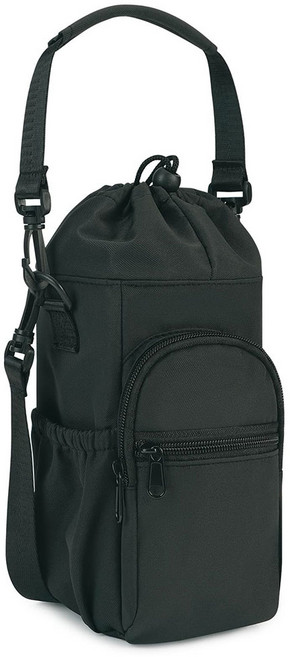 이중지퍼 올인원 텀블러 크로스백 가방 물병 수납 파우치 백, 1개, 블랙