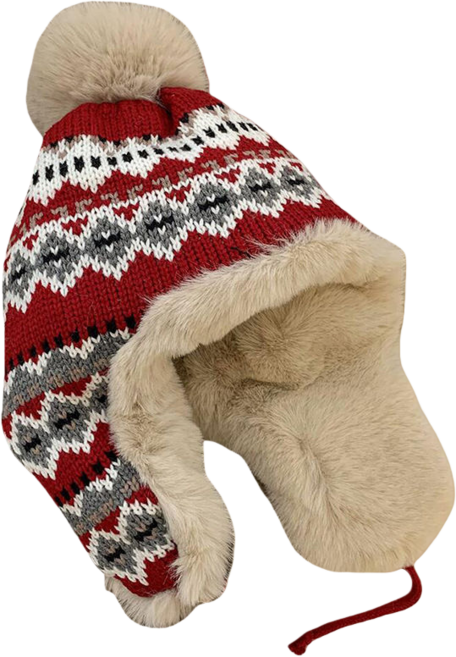 Makone 여성 겨울 니트 귀달이 방한 빈티지 방울 예쁜 큐티 비니