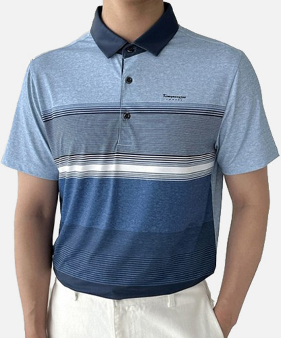 김영주스포츠 남성 냉감 스트라이프 반팔 카라 티셔츠 KRMT1039 스판 여름티셔츠