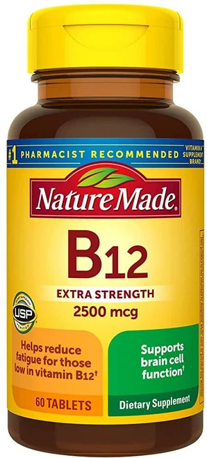 192638 Nature Made 네이처 메이드 Extra Strength 비타민 B12 2500mcg 에너지 60정, 1개 - 쿠팡