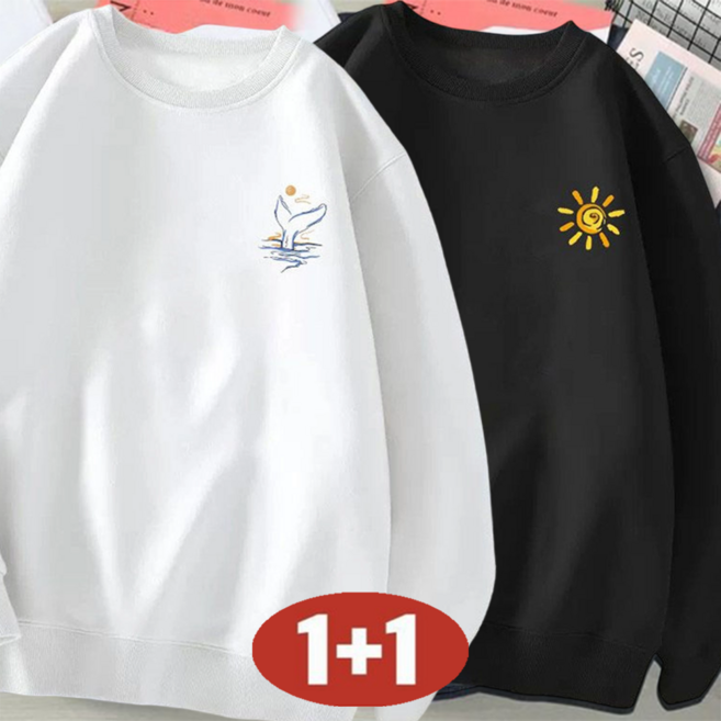 오스틱니 [1+1] 남성 봄가을 초특가 라운드넥 빅사이즈 맨투맨