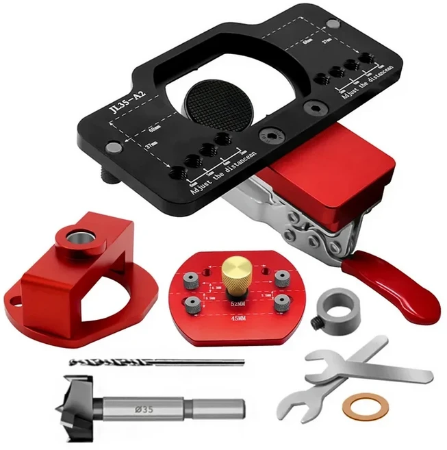 힌지 지그 드릴링 홀 펀처 35mm 보링 다웰 목공 캐비닛 가이드 로케이터 (도어 숨김용), Yellow, 1개