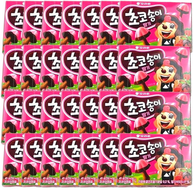 오리온 초코송이 딸기 1P 45g X 28개입 박스 (소), 28개