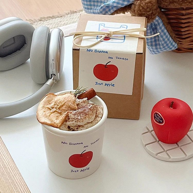 烤蘋果拿鐵香薰蠟燭 臥室香氛 肉桂咖啡風味, 1個, 烤蘋果香薰蠟燭（禮盒禮袋裝）肉桂咖啡